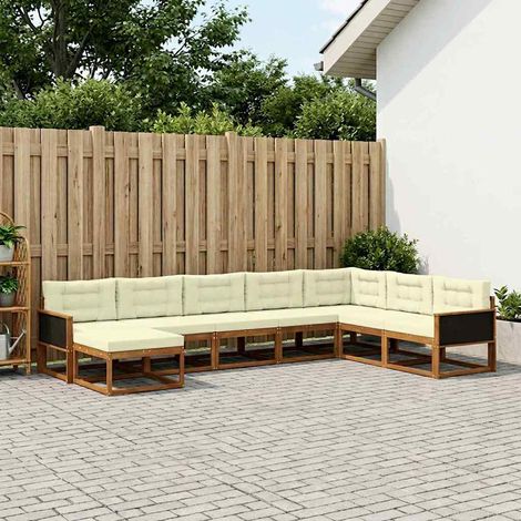 vidaXL Outdoor-Sofagarnitur mit Kissen 8 pcs Natur und Creme (1/5)