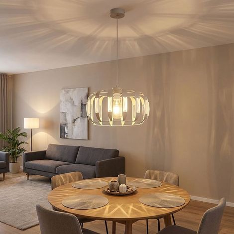 LED Pendelleuchte Hängelampe Esszimmer höhenverstellbar weiß Metall H 120 cm (1/5)