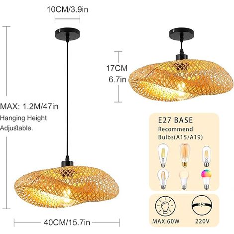 Anhänger Bambus Hut Licht Rattan 3 - Licht Indoor Fabric Licht Decke E27 Kreativität Licht Decke für Esszimmer, 40 25 120 (1/3)