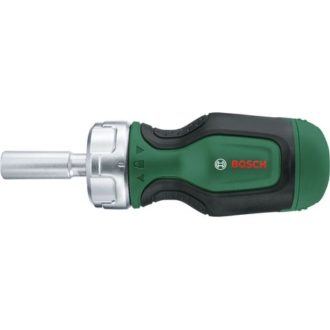 Bosch Destornillador de carraca Stubby (destornillador de carraca de alto par, portapuntas, soporte magnético para puntas, 6 piezas) (1/4)