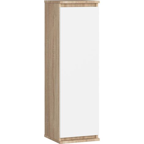Hängender Schrank AKORD W30 Sonoma-Eiche 30 cm Tür 3 Regalen Front Weiß B30 x H99 x T30 cm (1/4)