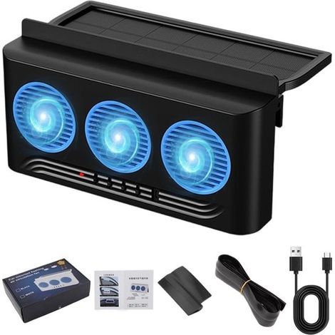 Aérateur de fenêtre automatique, ventilateur d'extraction solaire à 3 sorties pour radiateurs, système de circulation d'air automatique pour SUV, camions, fourgonnettes, (1/5)