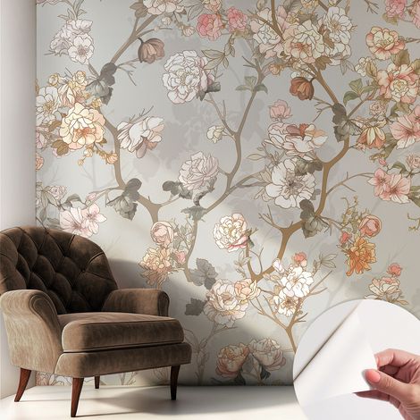 Papier peint adhésif avec colle pour décoration moderne de salon chambre à coucher cuisine et bureau Facile Motif romantique 250x250 cm (1/5)