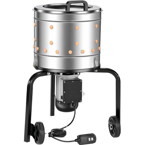 Mophorn Macchina Spiumatrice Spennatrice per Polli Galline Anatre Tamburo da 400 mm 500 W 230 giri/min, Spiumatrice con 114 Dita Morbide Ruote di Trasporto, Spennatrice per 1-2 Pulcini