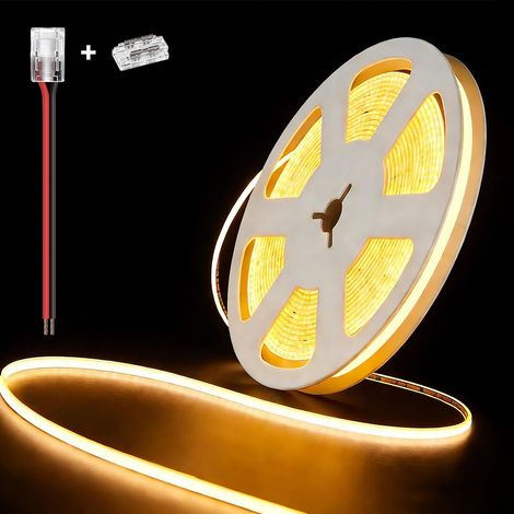 24V Ruban LED COB Blanc Chaud 2700K 5m 400LED/m CRI90+ Dimmable Autocollant Bande Striscia Strip Lumineuse (1/5)