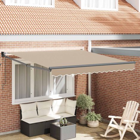 Einziehbare Markise Beige 350 x 250 cm Polyester und Aluminium