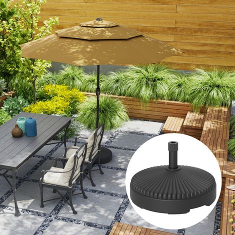 Runder Sonnenschirmständer aus HDPE, befüllbar mit Wasser und Sand, für Terrasse, Pool, Patio, Ø 55 x 30 cm, schwarz
