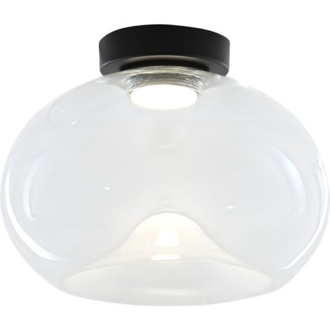 Brena - Plafonnier rond avec LED intégrée Fabas Luce - Applique murale LED dimmable 19W - Concave transparent