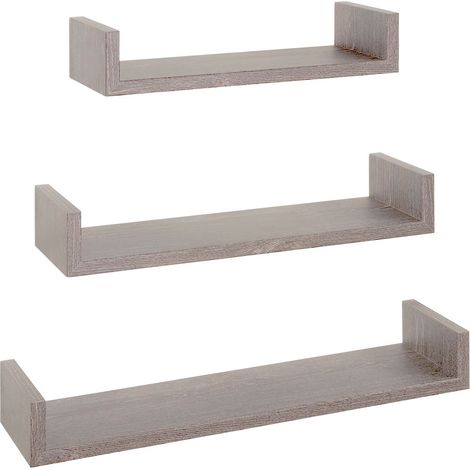Set 3 mensole parete rovere grigio scaffale salotto soggiorno camera moderno Calamita (1/5)