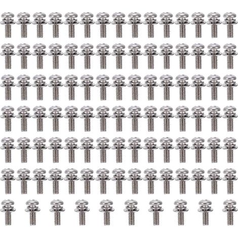 100 Stück Kreuzschlitzschrauben mit Unterlegscheiben, Edelstahl 304, Blechschrauben, Bolzen, Muttern