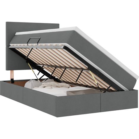 Maison Exclusive - LED-Speicherbett mit Matratze Dunkelgrau 120 x