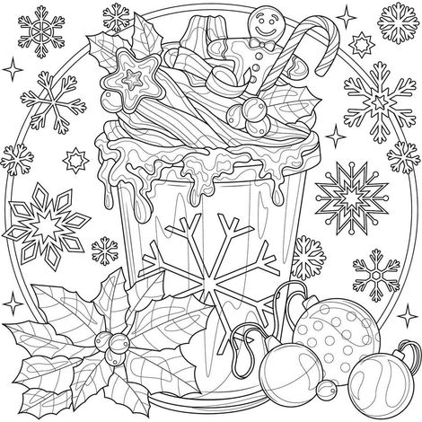 Tableau sur toile à colorier chocolat chaud 30x30 cm - Impression sur Toile Murale Décorative - Image imprimée en HD sur Toile - Toile sur Châssis en Bois FSC - Fabriqué en France (1/4)