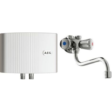 AEG Haustechnik AHo 40 AEG MTH 350 OT Petit Chauffe-Eau hydraulique avec Batterie Murale, 3,5 KW, pret a Brancher, sans Pression, pour lavabo, 189556, Blanc (1/2)
