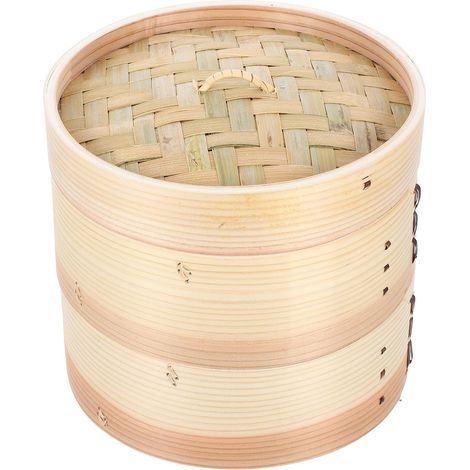 Panier vapeur domestique à bordure métallique, modèle, 21 cm diamètre, à 2 niveaux avec couvercle, pour les raviolis (1/5)