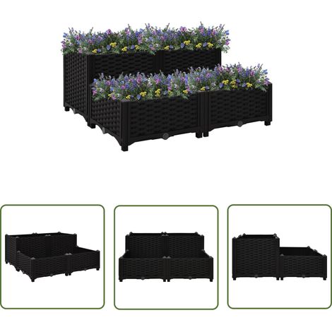 The Living Store Lit surélevé 80x80x38 cm Polypropylène - Jardin - Pots De Fleurs - Jardinière - Bacs De Culture - Plante (1/5)