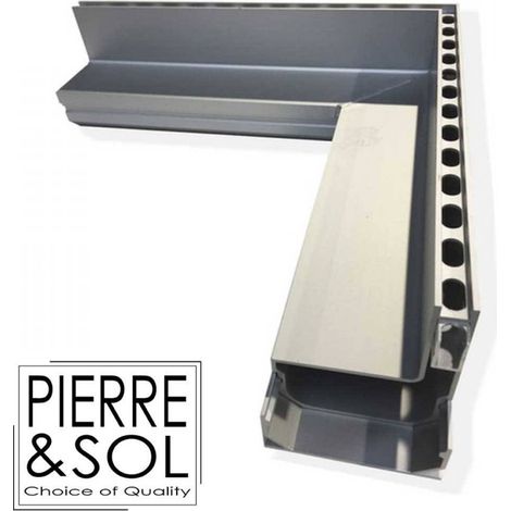 Caniveau d'angle en aluminium SideDrain - L&S - LINE ECO - 130 mm Angle extérieur (1/2)