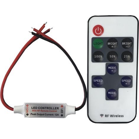 Silamp – Variateur LED pour ruban LED 12V/24V – Contrôle d'intensité lumineuse 25-100% – Compatible avec éclairage intérieur – Installation facile
