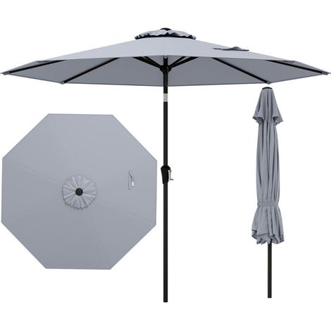 Ombrellone da giardino 270 x 270 x 240 cm facile da inclinare struttura robusta finitura grigia 200012983