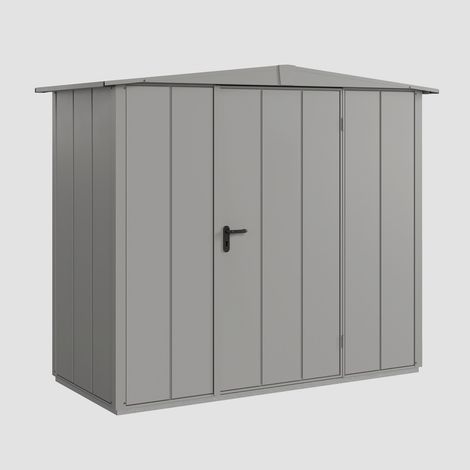 Hörmann Ecostar Metall-Gerätehaus Elegant mit Satteldach Typ 1, 259 x 121 cm, graualuminium, 2,6 m², 1-flüglige Tür