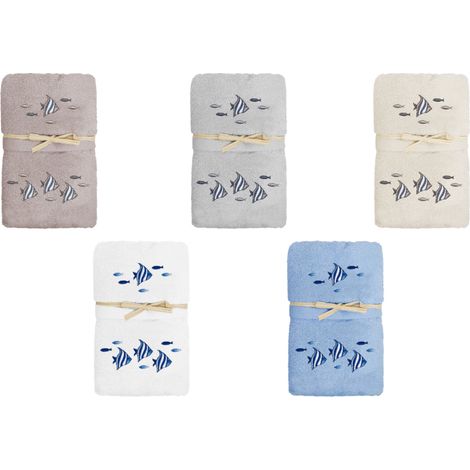 Set Asciugamano Copiola Salvietta Bagno In Spugna 100% Cotone Polinesia, misuraCopiolacolorePanna