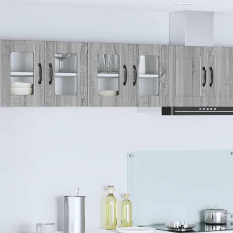 Meuble haut de cuisine mural 2 portes en bois d’ingénierie gris sonoma 60 x 31 x 40 cm - PANGIVO (1/5)