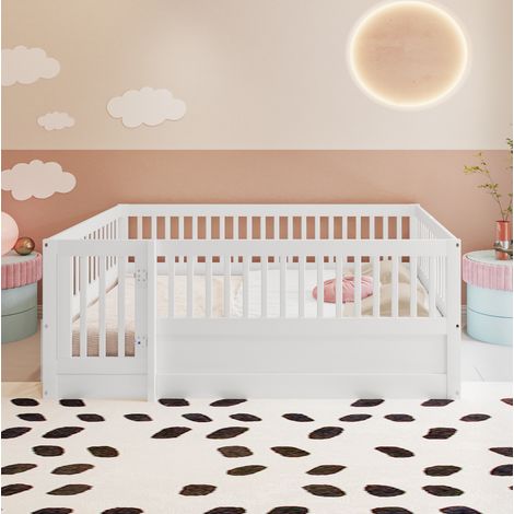 Cama infantil 140x200 de madera con puerta HAVRYA (1/5)