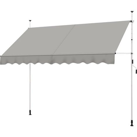 Store Banne Manuel 300 cm Auvent Rétractable Réglable en Hauteur et Inclinaison Store Banne Télescopique pour Terrasse Balcon Restaurant Café Gris Clair (1/5)