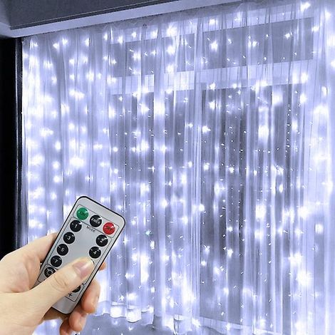 Guirlande lumineuse LED, rideau lumineux, couleur blanche, thème Noël, alimentation USB, application polyvalente dans différents espaces de la maison.-AquaForge (1/5)