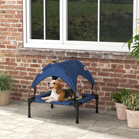 Panier pour chien avec toit, respirant et déperlant, jusqu'à 20 kg, 76 x 61 x 69,5 cm, bleu foncé (1/5)