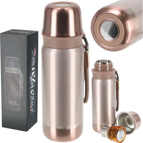 Hochwertige Reisethermoskanne aus Edelstahl für Kaffee und Tee, 500 ml – rosa