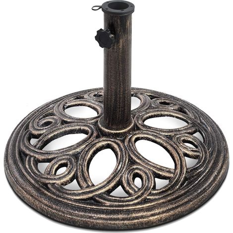 COSTWAY Base de Parasol Support de Parasol en Fonte Solide pour Colonne de Parapluie 38mm/48mm Intérieure et Extérieure (1/5)