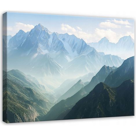 Peinture montagnes nature paysage pour salon chambre cuisine sur toile 40x30 (1/3)