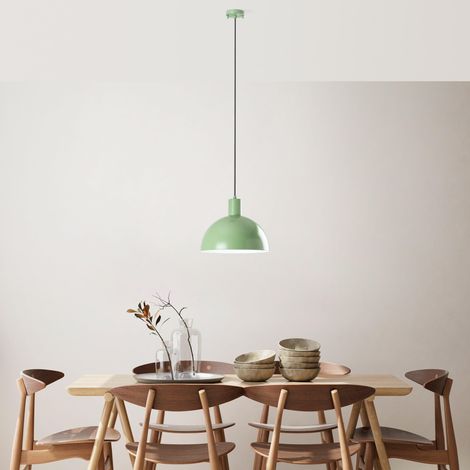 Lustre élégant en menthe, hauteur réglable 28-117 cm, corps en métal Ø 30 cm, 1 douille E27, pour les espaces modernes, design élégant et fonctionnel (1/5)