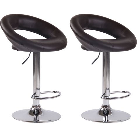 Set di 2 sgabelli da bar sintetici marroni dal design moderno e base in metallo cromato TDB10563