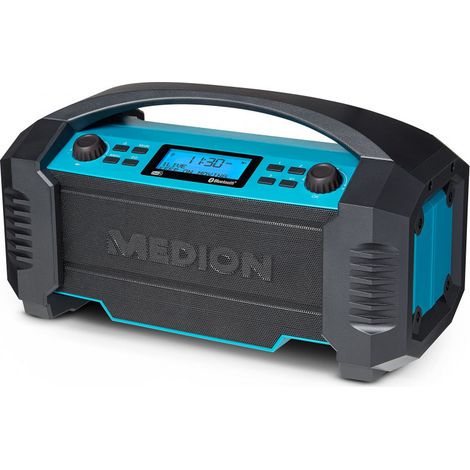 MEDION Radio de Chantier Life (E66050), Poste Radio Dab+/Bluetooth, Radio Portable Robuste idéale pour Le Camping ou Le Jardin, résiste aux éclaboussures d'eau (50074398)