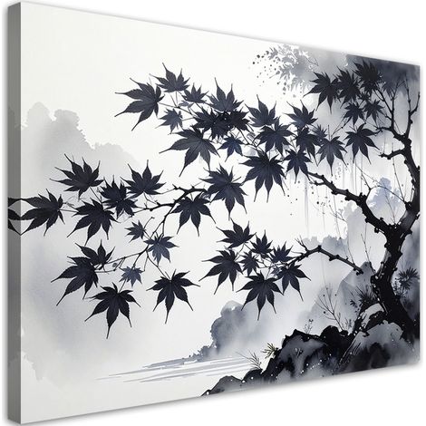 Cuadro en Lienzo Hojas negras de arce sobre fondo blanco 30x20 (1/5)