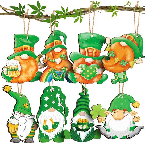 Ornement Bois Saint-Patrick - 9,5 Cm - Décoration Intérieure Et Extérieure - 8 Pièces (1/5)