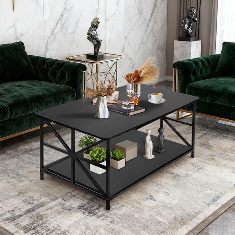3-in-1 Coffee Table with Hidden Compartments and Open Shelf, Extendable and Extendable Coffee Table, 4-8 People Dining Table with Folding Tray, 90 x 48 x 62 cm (B) (1/5)