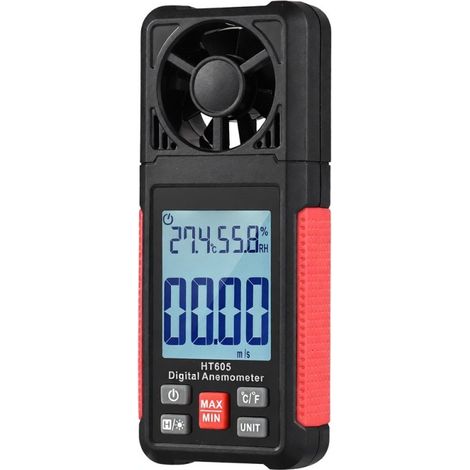 Digitales Anemometer-Thermometer, misst Windgeschwindigkeit, Temperatur und Luftfeuchtigkeit, 2,2-Zoll-Bildschirm