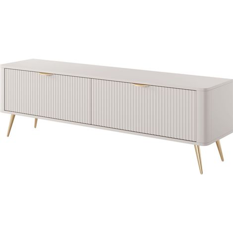 Meuble TV 163,2 cm, 2 portes, Beige, 163,2 x 38 x 51,2 cm (1/5)
