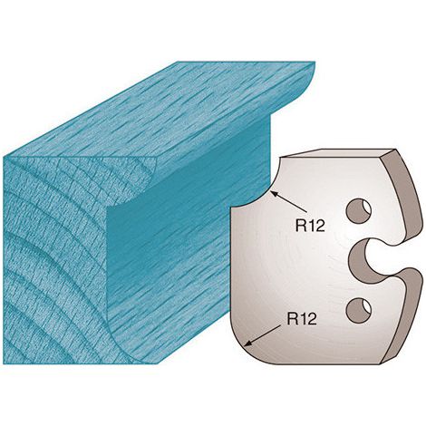 Diamwood Jeu de 2 fers profilés Ht. 50 x 5,5 mm congé et quart de rond M206 pour toupie - 50 mm - 50 mm, 5,5 mm - Épaisseur 5,5 mm - Compatible CMT, HOLZMANN et plus (1/2)