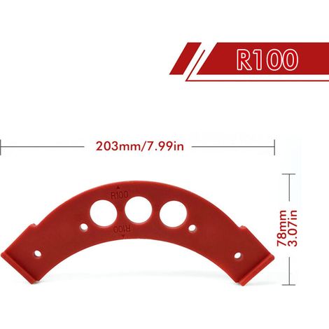 Plantilla de construcción de radio grande R100 a R300 – Para arcos interiores y exteriores, cepillado y ranurado (F2522-200, 95 g)