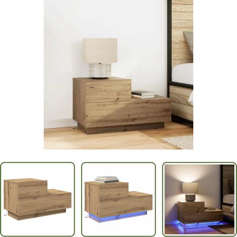 vidaXL Rangement - Cabinet de chevet avec tiroir Chêne artisanal 70 x 36 x 40,5 cm (1/5)