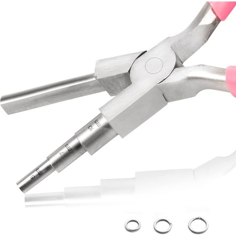 Pince à bouclette à 3 niveaux pour la fabrication de bijoux - Tailles : 5 mm, 7 mm, 10 mm - Pour plier des boucles et des bagues - Fournitures de fabrication de bijoux avec poignée en PVC (1/5)