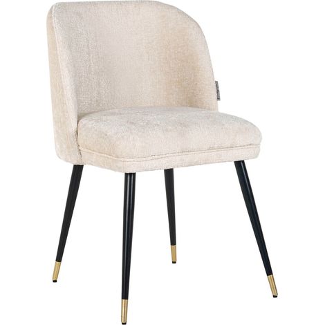 Chaise Alicia chenille CHR - Blanc, pieds noirs et dorés (1/5)