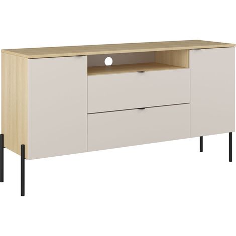 Cómoda Levtenu 114, Roble + Cachemira, Con cajones y puertas, Número de cajones: 0, 75x140x40cm