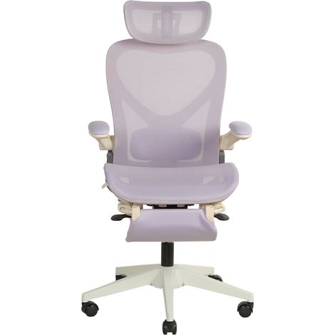 Sedia ufficio ergonomica pieghevole in rete viola con poggiatesta 3D e poggiapiedi (1/4)