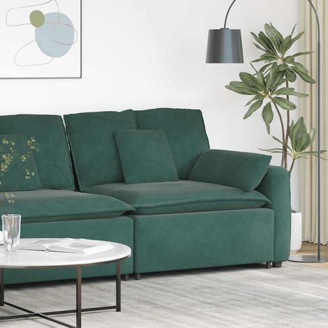 Modulares Sofa Endmodul mit Armlehne Kissen Dunkelgrün 100 cm vidaXL