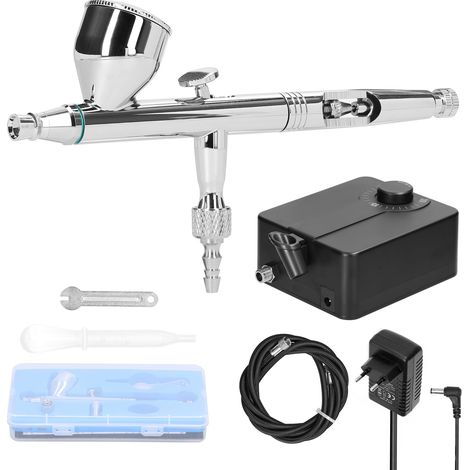 Aerógrafo profesional multifunción T182C de 0,3 mm, con bomba de aire de hasta 30 PSI, para modelismo y pintura artística. (1/5)