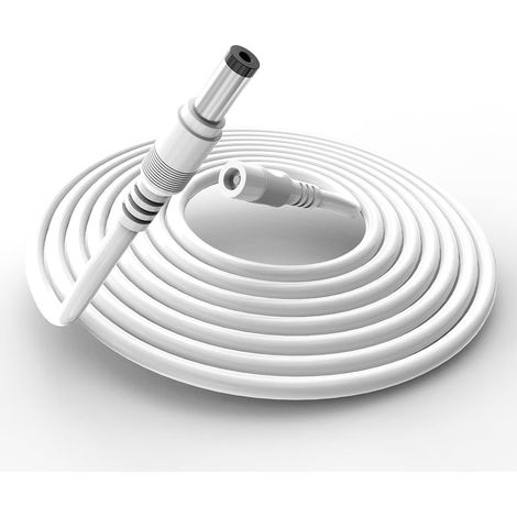 Câble de rallonge DC 2 m, câble de rallonge DC pour alimentation, caméra de surveillance, bande LED, routeur, surveillance CCTV-IP, connecteur universel DC pour alimentation 024V, Blanc 2M (1/5)